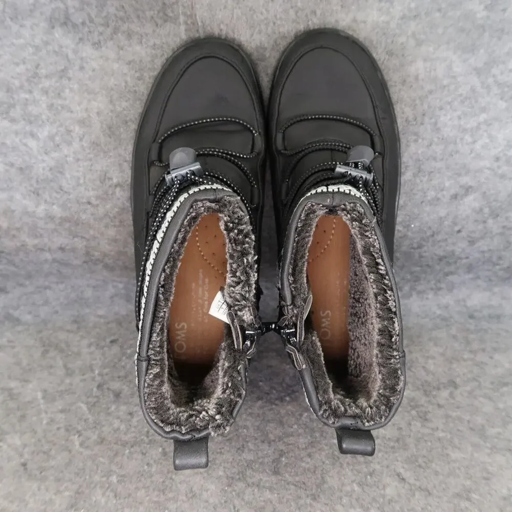 Toms Shoes Kids 3 Boots Alpine Winter Casual Comfort Faux Fur Lined Black Gray